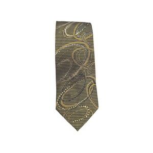 Damante Couture Collection 100 Silk Hand Made Black Gold Rhinestone Swirl‎ Tie